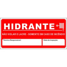 Lacre hidrante - Anotação Nome Técnico Vistoriador - Data da Vistoria 